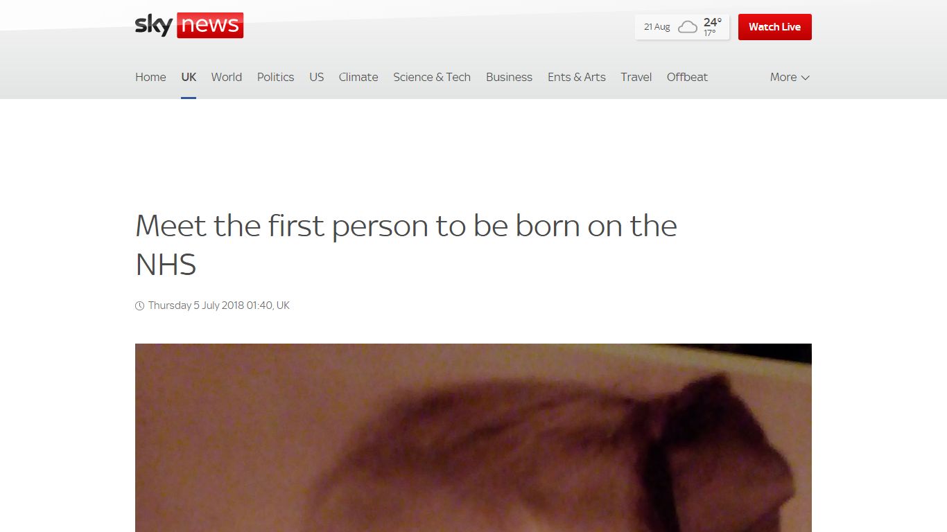 Meet the first person to be born on the NHS - Sky News